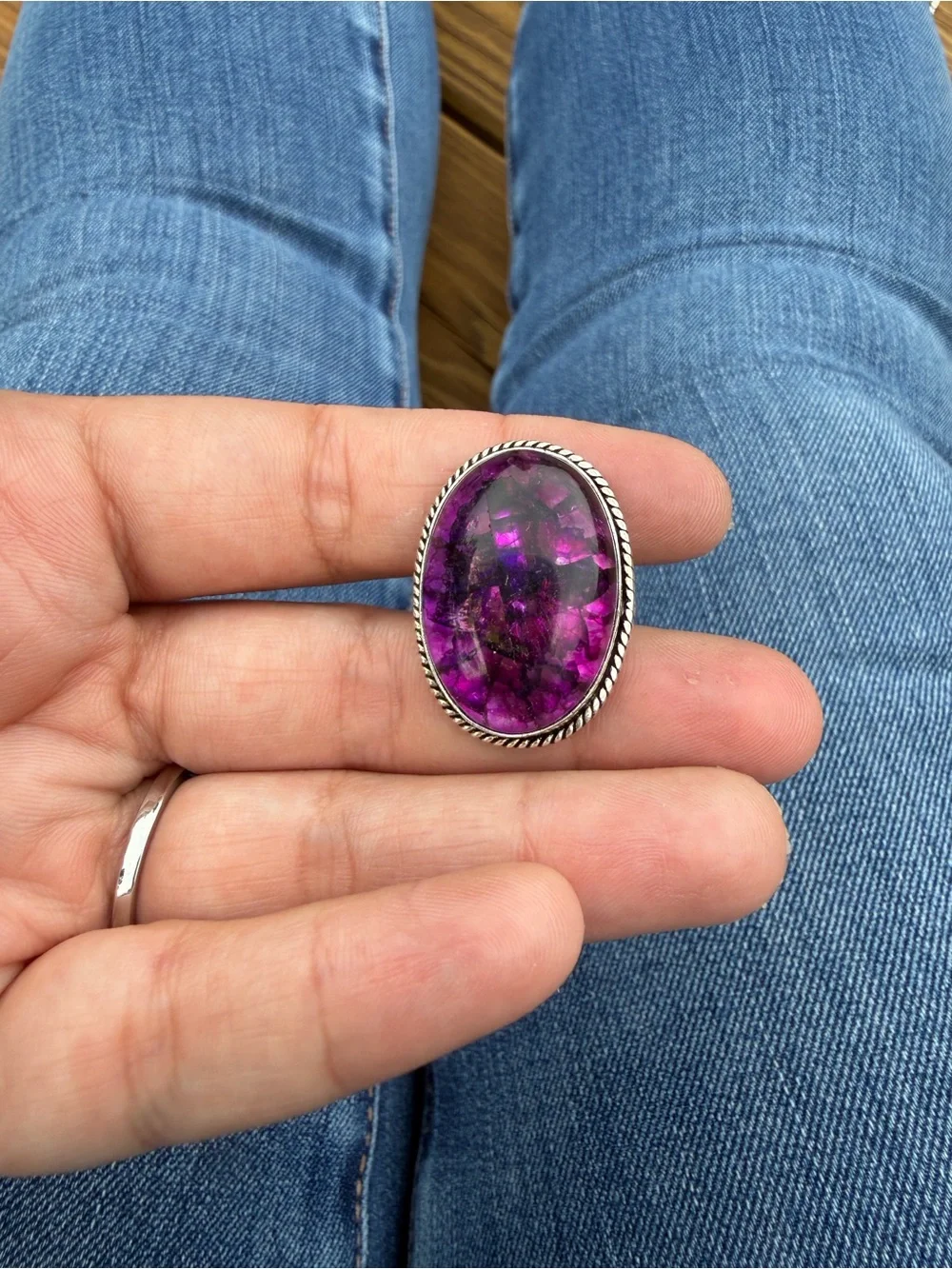 Purple Oval Stone Statement Ring - Unbranded